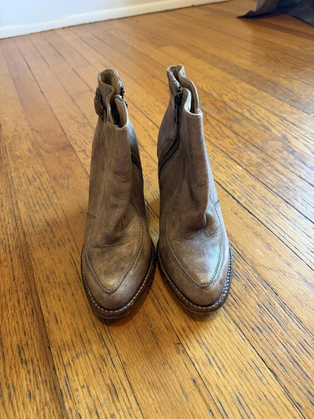Bed Stu Womens Brn Leather Ankle Booties Block Heel sz 6